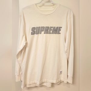 Supreme metallic logo white long sleeve shirt